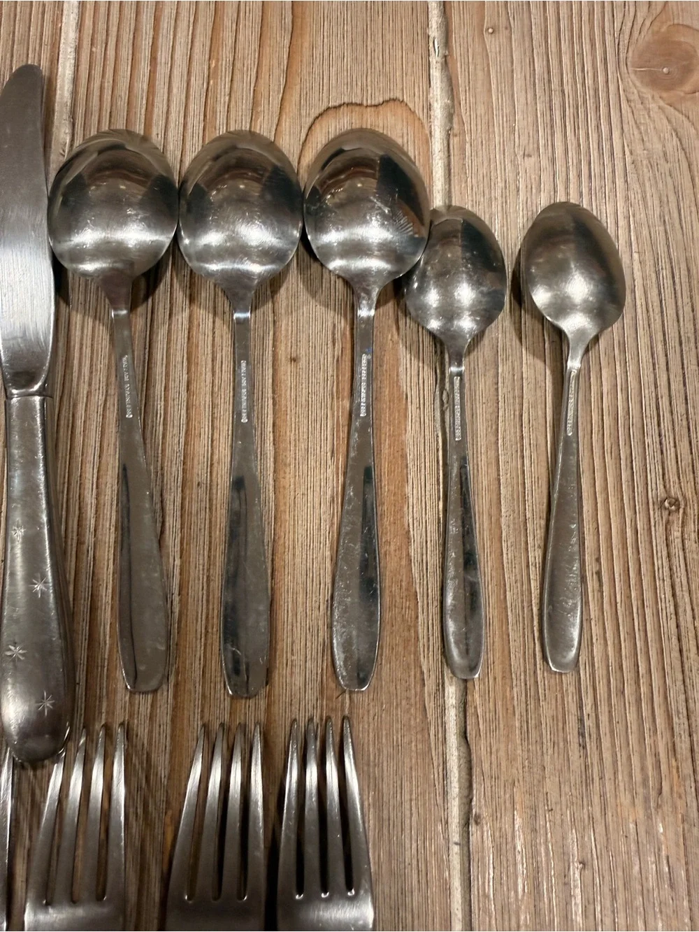 Vintage Wallace Stainless NORTH STAR Atomic Starburst Flatware Lot 15 Pieces MCM